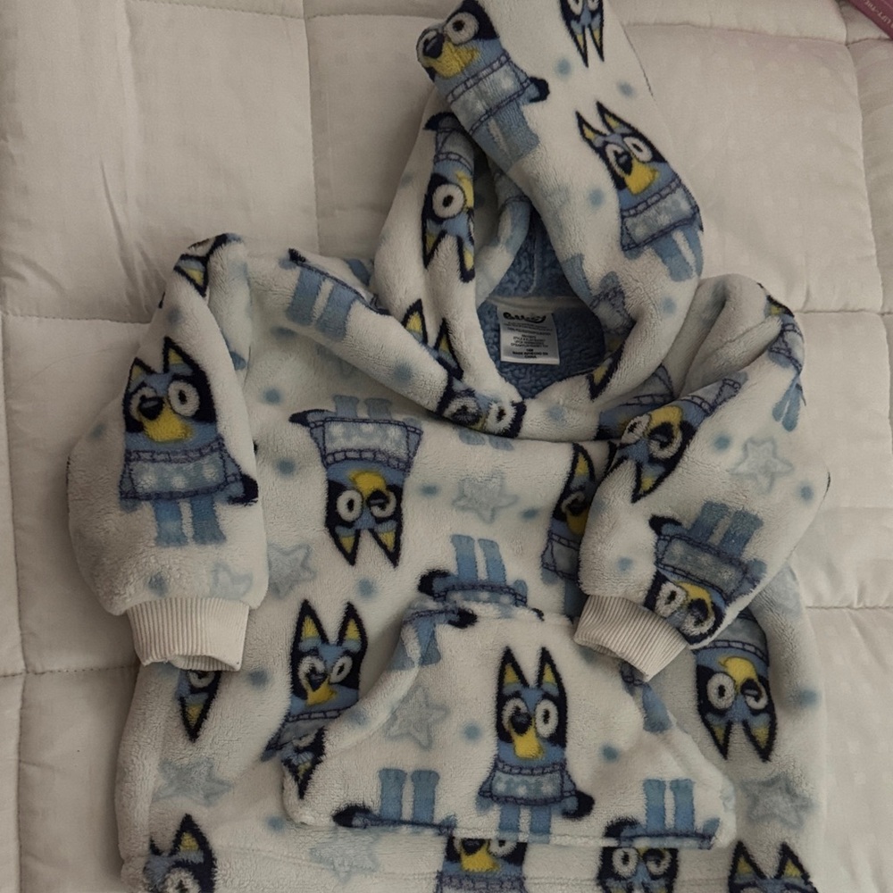Adorable Owl Pattern Kids Hoodie - Blue and White